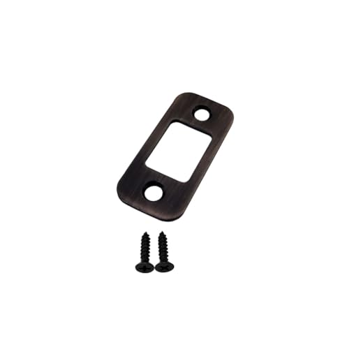 QCAA Solid Brass Deadbolt Strike Plate, Door Backplate, Round Corner, 1"x2-1/4", Vintage Bronze, 1 Pack, Made in Taiwan - color: Vintage Bronze, size: 1 Pack