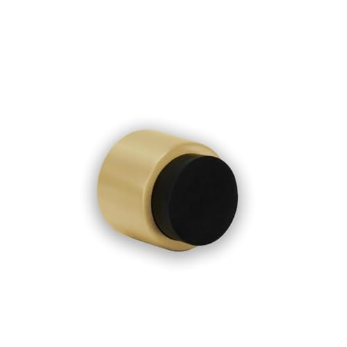 EVI Door Stoppers | Brass Door Handle Stopper - Adhesive and Screw Fastening - Protector Rubber - 1.1x1.1In Brass Doorstop - color: Brass Matte - Black Rubber