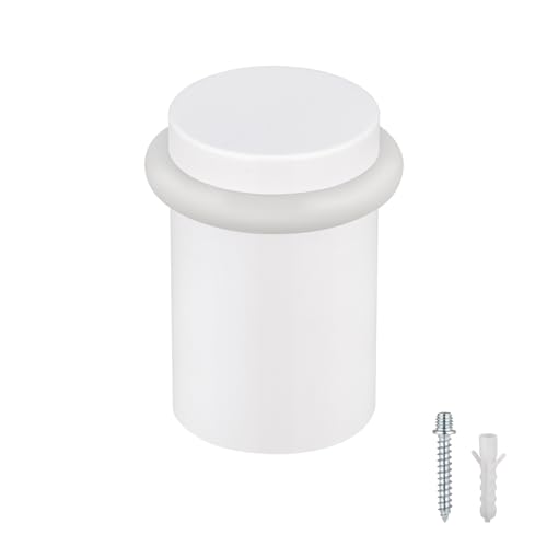 Floor Door Stopper Door Stop-Classy Solid Steel Modern Heavy Duty Door Stoppers -Floor Mount Anchor Screw-Wall Protector for Commercial Door(White, 2.0 Inch) - color: White, size: 2.0 Inch