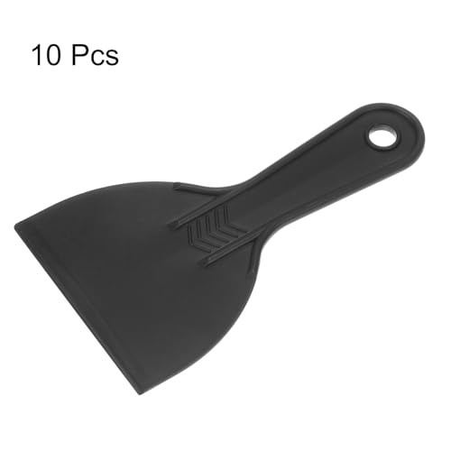 HARFINGTON 10pcs Putty Scraper 4" Width 6mm Thin Flexible Plastic Putty Knives for Taping Drywall Spreading Painting Wall Scratching - color: Black, size: 4"