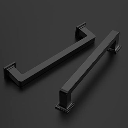 Amerdeco 10 Pack Matte Black Cabinet Pulls 6.3 Inch(160MM) Hole Centers Kitchen Cabinet Handles Cabinet Hardware Kitchen Handles for Cabinets Cupboard Handles Drawer Pulls ZH0019 - color: Matte Black, size: 6.25"/160MM Hole Center