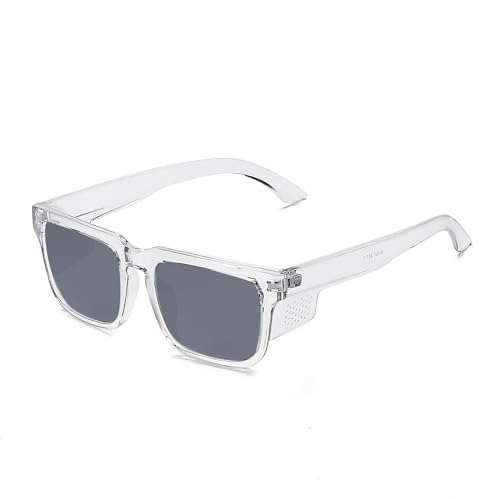 Safety Polycarbonate Polarized Sunglasses for Men and Women UV400 Protection and Includes ANSI Z87 - color: Clear-polarized