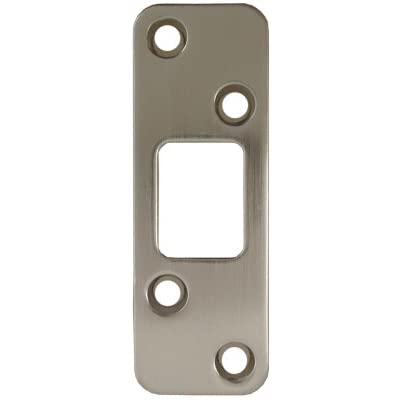 Stone Harbor Hardware Round Corner Deadbolt Strike Plate, 1-1/4" x 3-5/8", 2-1/2" Center-to-Center, Satin Nickel - color: Satin Nickel