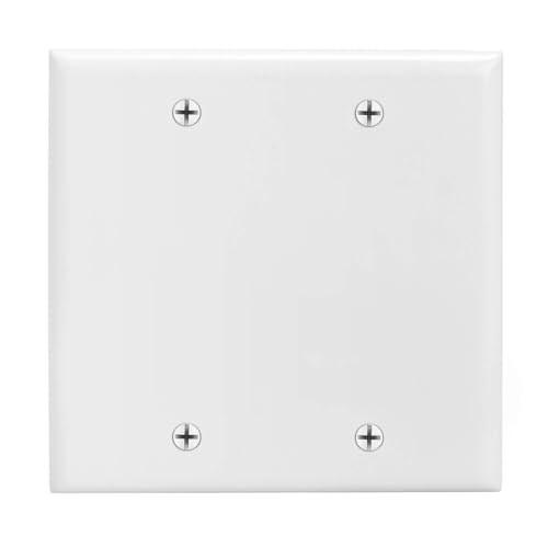 Cmple - 2 Gang Blank Wall Plate, Standard Size, Polycarbonate Thermoplastic Panel GFCI Wall Plate with Screws - White - color: Blank 2 Gang White, size: Single