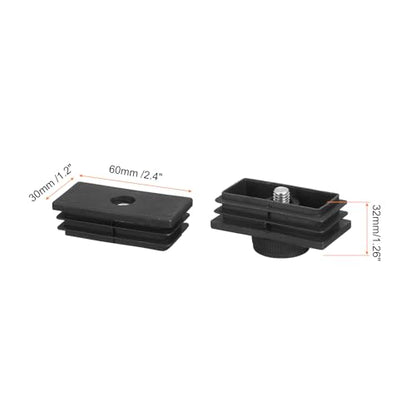 uxcell 4 Set Leveling Feet, 30x60mm Plastic Adjustable Furniture Leg Leveling Rectangle Tube Insert Screw-in Glide Levelers Fit Hole 30mm for Table Chair Furniture, Black - size: 30x60mm