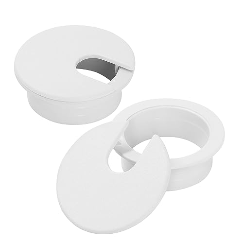 1-3/8" White Desk Grommet, JTemgle Plastic Cable Hole Cover Computer Table Cord Wire Organizer Caps Desktop Cord Management for Home Office TV Stands Tabletops, 2 Pieces - color: White, size: 1-3/8" / 35mm