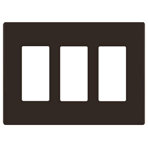 LIDER Matte Finish Decorator Switch Cover, Screwless Wall Plate, Mid-Size 3-Gang 4.88" x 6.77", Unbreakable Polycarbonate Thermoplastic, UL Listed, LSWP-33M-BR, Brown - color: Brown, size: 3 Gang