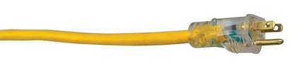 Southwire Heavy Duty Extension Cord, 25Ft, 12 Gauge, 3 Conductor, High Visibility Outdoor Cord, Lighted End, SJTW, Yellow, 25878802