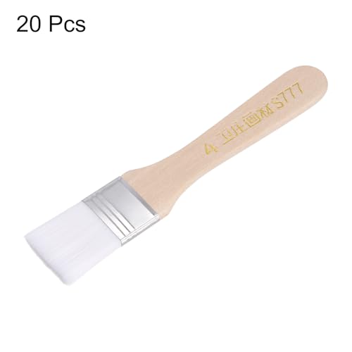 HARFINGTON 20pcs 1" Nylon Flat Wall Paint Brushes, Soft Bristle with Wood Handle for Painting DIY Latex Paints, Furniture, Cabinets, Fences, White - color: White, size: 1 inch