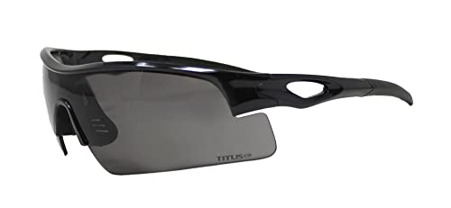 TITUS G20 All Sport Safety Glasses Shooting Eyewear Motorcycle Protection ANSI Z87+ Compliant - color: Black Frame - Smoke Lens - With Pouch