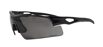TITUS G20 All Sport Safety Glasses Shooting Eyewear Motorcycle Protection ANSI Z87+ Compliant - color: Black Frame - Smoke Lens - With Pouch