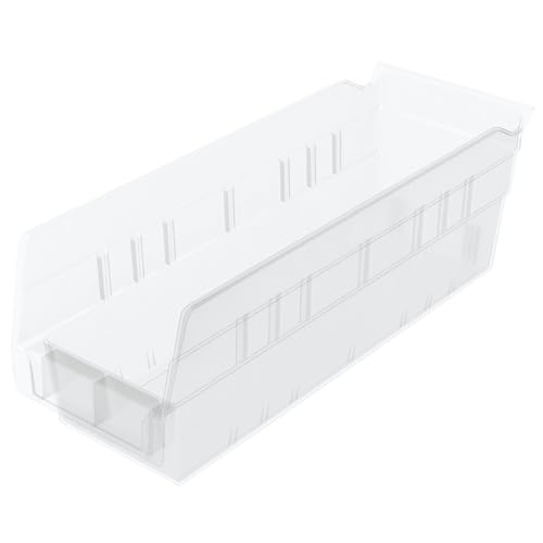 Akro-Mils 30120 Plastic Shelf Bins, Heavy Duty Storage Bins for Garage, Closet, and Drawer Organization, 12" x 4" x 4", Clear, 24-Pack - color: Clear