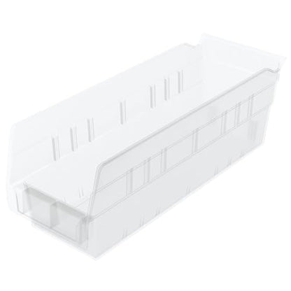 Akro-Mils 30120 Plastic Shelf Bins, Heavy Duty Storage Bins for Garage, Closet, and Drawer Organization, 12" x 4" x 4", Clear, 24-Pack - color: Clear