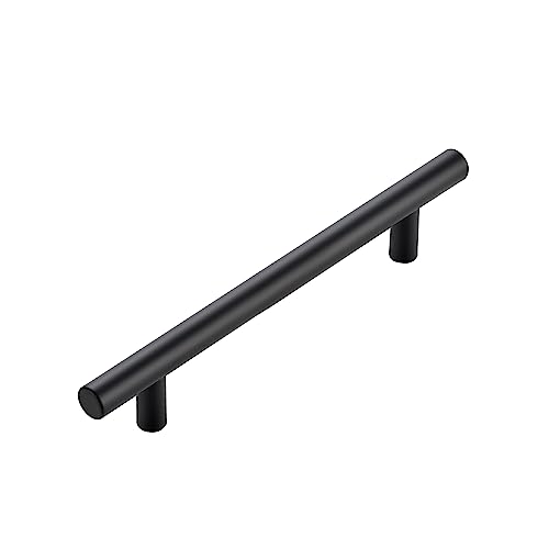 10 Pack Cabinet Handles with 5 Inch (128mm) Hole Center Matte Black Cabinet Pulls Stainless Steel Drawer Pulls, Kitchen Knobs for Dresser Drawer, 7.38 Inch Overall Length - color: Matte Black T-Shaped, size: 5" Hole Center