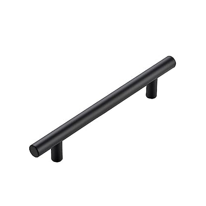 10 Pack Cabinet Handles with 5 Inch (128mm) Hole Center Matte Black Cabinet Pulls Stainless Steel Drawer Pulls, Kitchen Knobs for Dresser Drawer, 7.38 Inch Overall Length - color: Matte Black T-Shaped, size: 5" Hole Center