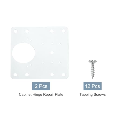 uxcell Cabinet Hinge Repair Plate, 2 Set 90mm/3.54" Stainless Steel Kitchen Cupboard Door Hinge Repair Plate Kit Includes Fixing Screws for Wooden Kitchen Cabinet Doors, White - color: White