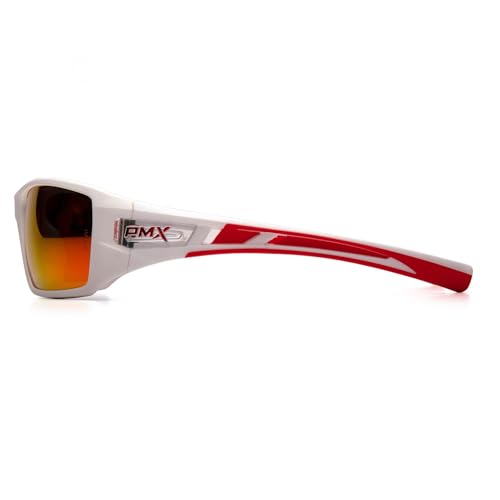 Pyramex Velar Safety Glasses, White-Red Frame/Sky Red Mirror Lens - color: White/Red Frame / Sky Red Mirror Lens