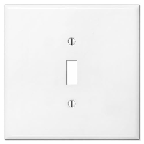 OVERSIZED JUMBO Metal Switch Plate, 2 Gang Toggle Switch Cover Plate (for 1 Centered Device), Switch Cover for Toggle Style Light Switches, Steel Painted White - UL Listed, 5.5" x 5.5" - Made in USA - color: Toggle