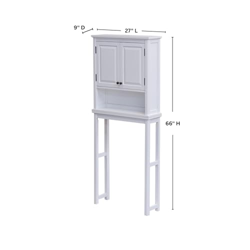 Alaterre Furniture Dorset Over-the-Toilet Storage Cabinet Set – Bathroom Organizer with Adjustable Shelf, Open Display Shelf, Zinc Hinges, and Nylon Floor Levelers (White) - size: Toilet Shelf + Cabinet