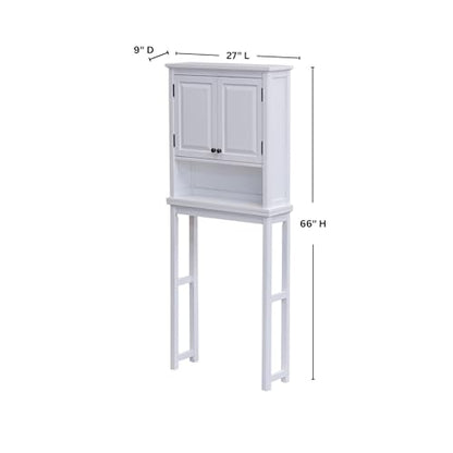 Alaterre Furniture Dorset Over-the-Toilet Storage Cabinet Set – Bathroom Organizer with Adjustable Shelf, Open Display Shelf, Zinc Hinges, and Nylon Floor Levelers (White) - size: Toilet Shelf + Cabinet