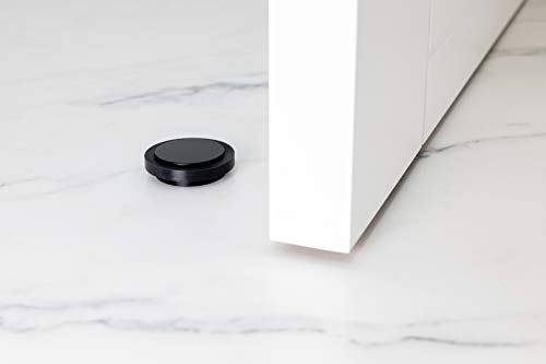 EVI Herrajes Adhesive Door Stop, Black Lacquered Stainless Steel, Modern Design, 12 x 35 mm, 1 Piece - color: Black Lacquered - Black Rubber