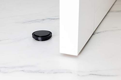 EVI Herrajes Adhesive Door Stop, Black Lacquered Stainless Steel, Modern Design, 12 x 35 mm, 1 Piece - color: Black Lacquered - Black Rubber