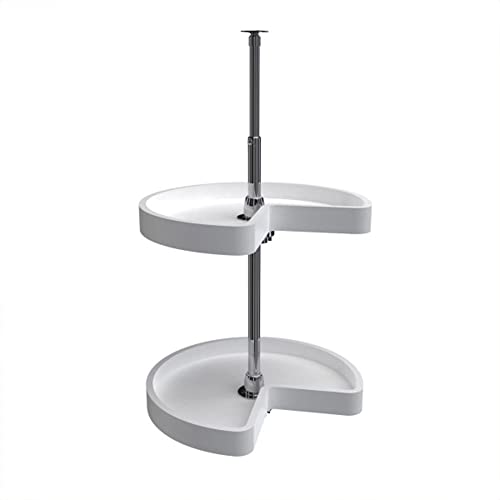 Rev-A-Shelf 18" Kidney Shaped Dual Tier Lazy Susan Organizer for Corner Base Kitchen Cabinets, Plastic Home Storage Shelves, White, 6472-18-11-52 - size: 18 in.