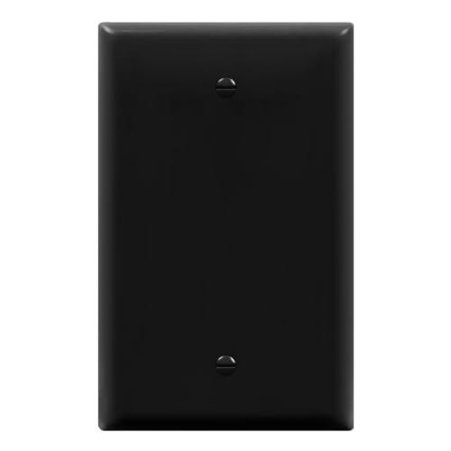 ENERLITES Blank Device Wall Plate, Blank Outlet Cover, Gloss Finish, Mid-Size 1-Gang 4.88" x 3.11", Polycarbonate Thermoplastic, 8801M-BK, Black - color: Black, size: Mid-Size