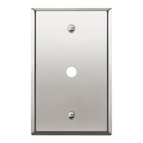 LIDER 0.406" Diameter Hole Phone Cable Metal Wall Plate, Stainless Steel Outlet Cover, Corrosion Resistant, Mid-Size 1-Gang 4.88" x 3.11", Polished Chrome - color: Polished Chrome