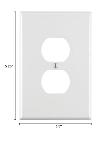 Leviton 88103.0 1-Gang Duplex Device Receptacle Wallplate, Oversized, Thermoset, Device Mount (25-Pack), White - color: White, size: Oversized (25 Pack)