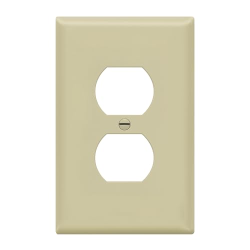 ENERLITES Duplex Receptacle Outlet Wall Plate, Midway Size 1-Gang 4.88" x 3.11", Unbreakable Polycarbonate Thermoplastic, 8821M-I, Ivory - color: Ivory, size: Mid-Size