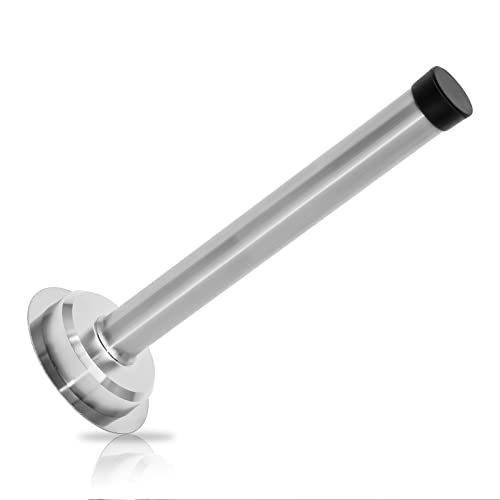 1pc 6 Inch Door Stops, Self Adhesive Long Door Stopper, Stainless Steel Sound Dampening Door Stop, Wall Mount Screw Doorstop with Rubber Bumper (Silver) - size: 6 Inch-Silver