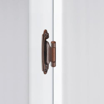 4 Pack (2 Pairs) Antique Copper Cabinet Hinges for Kitchen Doors, Self-Closing, 1/2 Inch Overlay (Variable), Semi-Concealed Face Frame, Surface Mount Cabinet Hardware - color: Antique Copper
