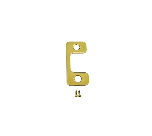 QCAA Solid Brass Deadbolt Strike Plate, Adjustable Jamb Plate, for Electronic Locks, Polish Brass, 1 Pack, Made in Taiwan - color: Polish Brass(Adjustable), size: 1 Pack