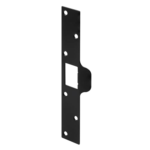 Prime-Line U 94268 Maximum Security Deadbolt Tab Strike 7-7/8 inch Height x 1-1/4 inch Width with Fasteners, Matte Black (Single Pack)
