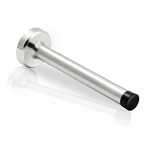 10 Inch Door Stopper Extra Long Door Stop Wall Mounted Extended Doorstop with Rubber Door Bumper Tips, Brushed Satin Stainless Steel - color: Brushed Nickel, size: 10 Inch