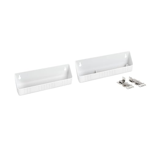 Rev-A-Shelf 11" Tip-Out Plastic Sink Trays for Kitchen and Bathroom Base Cabinet, Pack of 2 Pullout Vanity Shelf Home Organizer, White, 6572-11-11-52