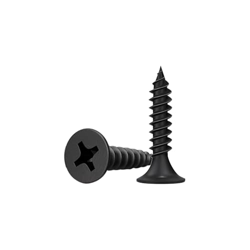 #6 x3/4" Black Wood Screws -100Pcs, Phillips Head Fast Flat Self-Tapping Screw, Coarse Thread Drywall Screws, Carbon Steel, for Wood Plastic&Drywall - color: #6 x 3/4" -100 Pcs