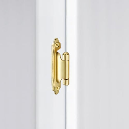 4 Pack (2 Pairs) Gold Cabinet Hinges for Kitchen Doors, Self-Closing, 1/2 Inch Overlay (Variable), Semi-Concealed Face Frame, Surface Mount Cabinet Hardware, Satin Brass - color: Gold