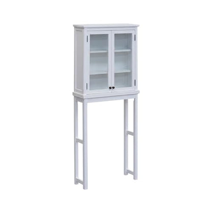 Alaterre Furniture Dorset Over-The-Toilet Storage Cabinet with Tempered Glass Doors – White Wood Bathroom Space Saver Organizer with Adjustable Shelves, Hutch & Wall Mount Hardware - size: Toilet Shelf + Glass Door Cabinet