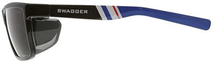 MCR Safety SR232AF Swagger SR2 Series Safety Glasses with Thermo Plastic Rubber Nose Pads and Detachable Side Shields, Black/Blue Frame, UV-AF Gray Lens - color: Black/Blue Frame (Gray Lens)