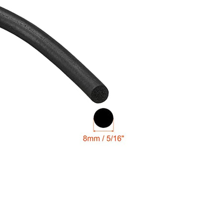 uxcell Foam Rubber Weather Seal Strip, 8mm(5/16") Diameter 6 Meters (19.69Ft) Long Round EPDM Rubber for DIY Gasket, Warehouse, Pads, Foam Tubing, Crafts - size: 8mmx6m