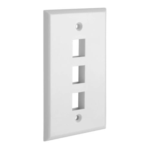 Cmple - 3 Port Keystone Wall Plate Single-Gang Wall Plate with Standard Size Keystone Jack Insert - White - color: 3 Port White, size: Single