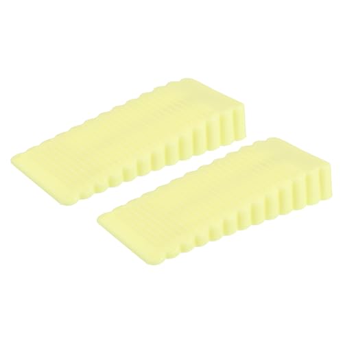 uxcell 2 Pcs Door Stoppers for Bottom of Door, 15mm/0.59 Inch Door Stops, Rubber Door Stopper Wedge Anti Slip, Window Stopper Door Stackable, Yellow - color: Yellow, size: 0.59-inches
