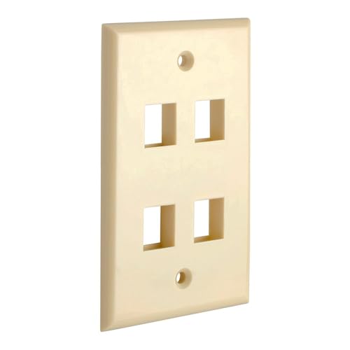 Cmple - 4 Port Keystone Wall Plate 1 Gang Wall Plate with Standard Size Ethernet Wall Plate Keystone Jack Insert Wall Plates - Ivory - color: 4 Port Ivory, size: Single