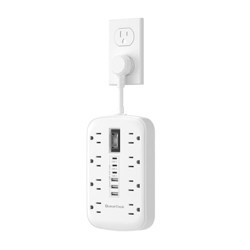 Short Extension Cord 2 inch, Small Power Strip Flat Outlet Extender Surge Protector with 8 AC Outlets 6 USB (5V/4.8A 24W), Mini Extension Cord Flat Wall Plug for Home Office Dorm Kitchen Bathroom - size: 0.2 FT