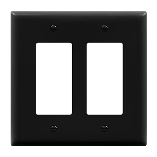 ENERLITES Decorator Light Switch or Receptacle Outlet Wall Plate, Gloss Finish, Midway Size 2-Gang 4.88" x 4.92", Unbreakable Polycarbonate Thermoplastic, UL Listed, 8832M-BK, Black - color: Black, size: Mid-size