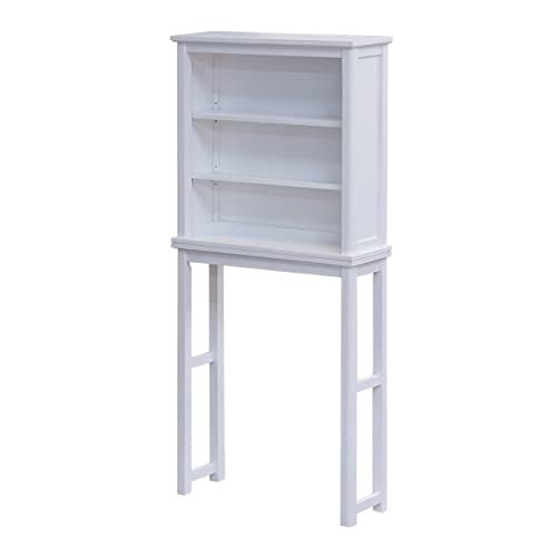 Alaterre Furniture Dorset Over-the-Toilet Storage Cabinet Set – Space-Saving Open Wall Cabinet with Adjustable Shelves, Zinc Metal Hinges, and Nylon Floor Levelers (White) - size: Toilet Shelf + Open Cabinet