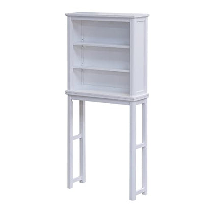 Alaterre Furniture Dorset Over-the-Toilet Storage Cabinet Set – Space-Saving Open Wall Cabinet with Adjustable Shelves, Zinc Metal Hinges, and Nylon Floor Levelers (White) - size: Toilet Shelf + Open Cabinet