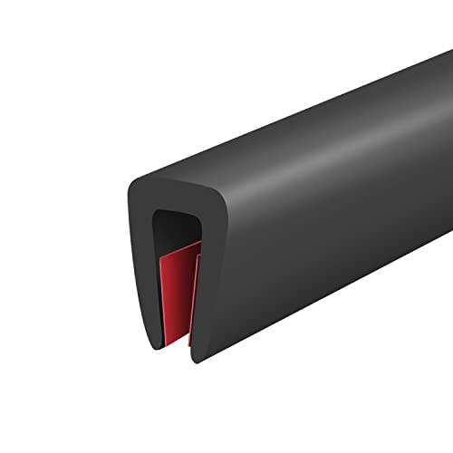 Rubber Edge Trim, Self-Adhesive U Channel Rubber Edge Trim, U Shaped Edge Protector for Mirror and Glasses, EPDM Material, Slot Width 1/8"(3.2mm), Length 10 Ft, Black - size: Fit 1/8"- L10'